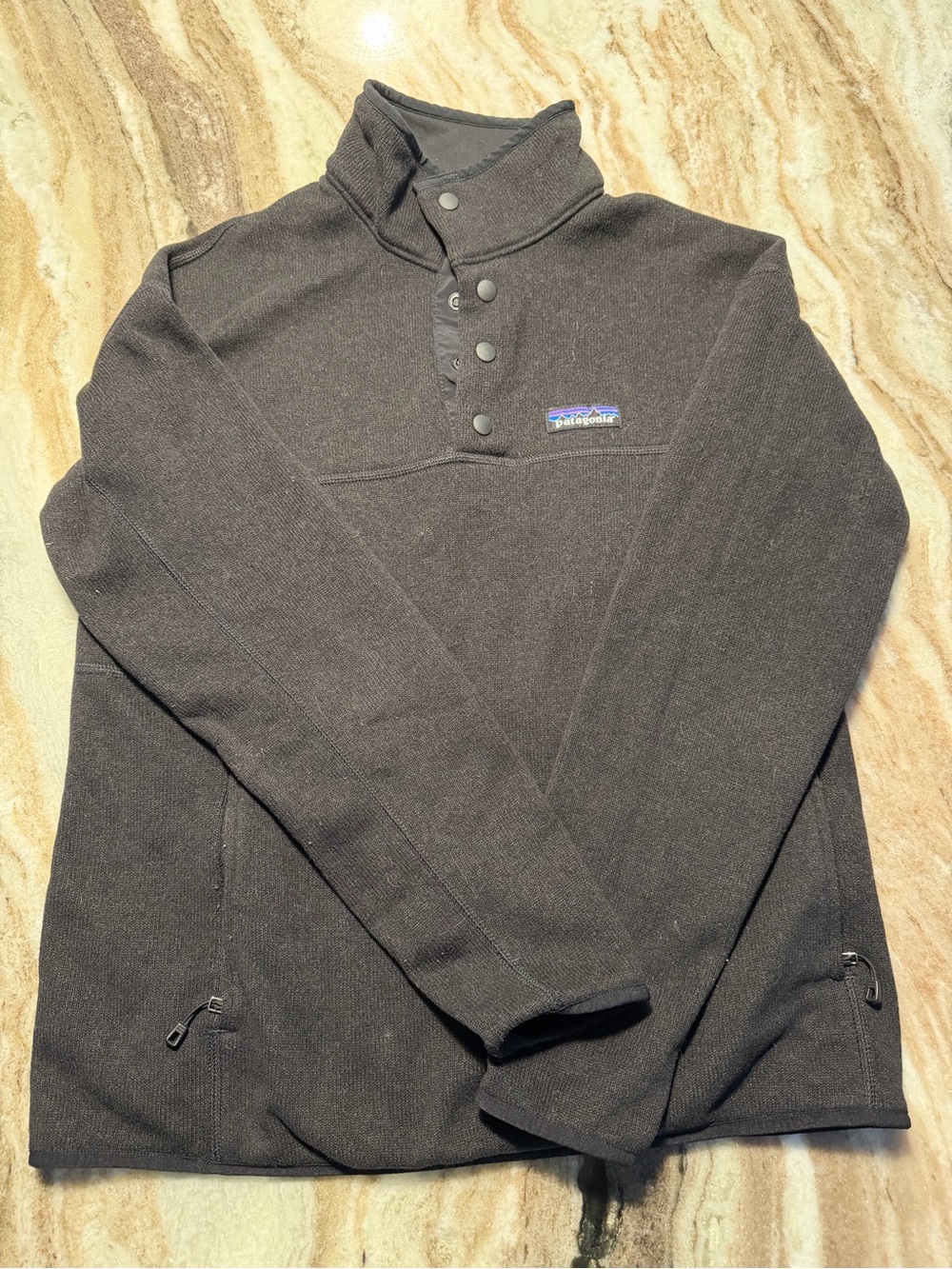Patagonia Black Snap-Neck Fleece Pullover
